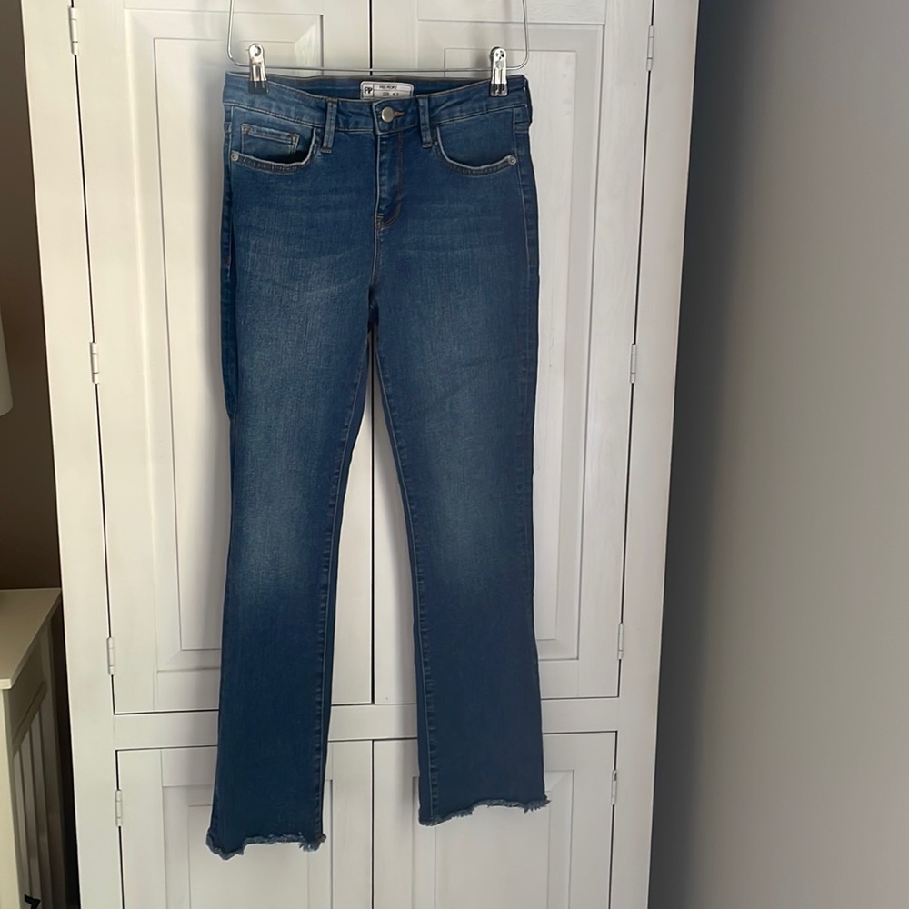 Free People Raw Hem Fringe Flare Crop Jeans 28